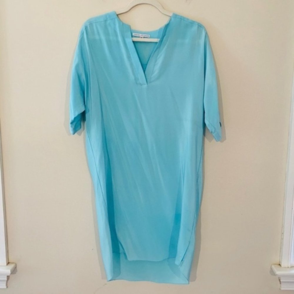 Amanda Uprichard 100% Silk Light Blue Shift Dress Size M